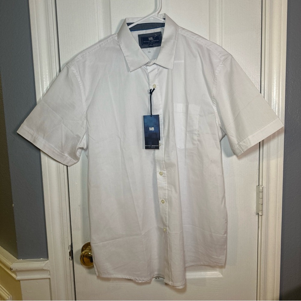 Michael Brandon Men’s Button Down White Shirt Size Large Color White